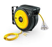 ReelWorks Cord Reel Retractable Extension Lead 50ft/15m+60inch/1.5m,H05VV-F Industrial Polypropylene Ultra Heavy Duty Commercial Premium Grade Ultra Flexible Cable Reel (UK Plug& Socket)