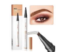Reem Geafftar Magic Eyebrow Pencil with 4 Fork Tips, Waterproof Microblading Eyebrow Pencil Contouring Pen, Natural Long-Lasting Eyebrow Tattoo Pen (Light coffee)