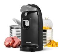 Reemix Electric Can Opener, One-Touch Operation, Knife Sharpener and Bottle Opener 3 in 1, Easy Clean Kitchen Tool for Home Use, Automatic Can Opener, Black