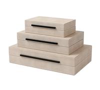 REEMTOO Decorative Boxes with Lids, Set of 3 Faux Leather Decorative Box, Large Modern Nesting Storage Decorative Boxes with Lids for Home Decor, Jewelry Boxes, Photo Boxes, Organizer Box (Ivory)