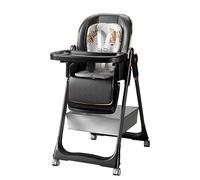 Reenborn PU Leather Highchairs, Foldable Convertible High Chair for Toddler with 6 Heights and 3 Reclining Positions, Baby Feeding Dining Chair with Wheels and Detachable Double Trays (8122 Black)