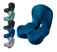Reenly Back and Seat Cushion, Ergonomic Non Slip Seats Cushion, Memory Foam L-Shaped Integrated Seat Cushions, for Tailbone Pain Relief, Breathable and Non-Slip Design (Blue)