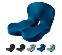 Reenly Back and Seat Cushion, Soothe+Cushion, Reenly Car Seats Cushions with Lumbar Support, Ergonomic Memory Foam Non Slip Seat Skin, for Office Chair (Blue)