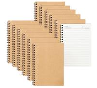 ReePlan 12 Pack A5 Spiral Notebooks, 120 Lined Pages, 80gsm Thick Paper, Kraft Cover, 360° Double Wire Binding, Coil Notepads for Work, University, Note Taking & Travel