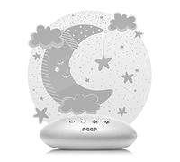 Reer 52121 ColourLumy Moon Night Light for Children with Acrylic Glass Panel, Colour Changing, Three Brightness Levels, Timer Function, Grey