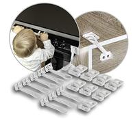 Reer 71020 Child Safety Lock According to DIN EN 16948, Cabinet and Drawer Lock, Easy Attachment with Enclosed mounting aid, Value Pack of 8, White, 8 Pieces (1 Pack)