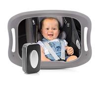 reer BabyView 86101 LED Car Safety Mirror - Your Baby in the Back Seat Always in View, Grey