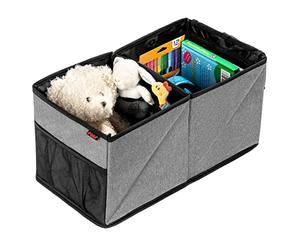 reer TravelKid Back Seat Car Box for Tidy on the Back Seat, Dirt-Resistant, Non-Slip Base, Foldable, Grey