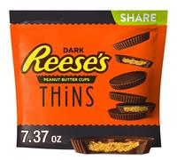 Reese’S Peanut Butter Cups Thins, Dark Chocolate Candy, 7.37 oz Pouch (Individually Wrapped)