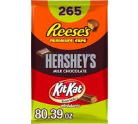 REESE'S, and KIT KAT Milk Chocolate Assortment Candy, Individually Wrapped, 80.39 oz Bulk Variety Bag (265 Pieces)