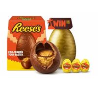Reese's Milk Chocolate & Peanut Butter Hollow Extra Large Easter Egg Includes 1 Extra Large Egg & 3 Reese's Creme Eggs Perfect For Easter Egg Hunt Great Gift For Kids & Adults School Offices