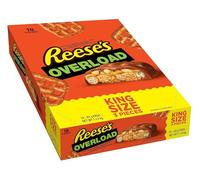 Reese's Overload Milk Chocolate Flavour, Peanut Butter, Caramel and Crispy Pretzels King Size Bar, Pack of 18 x 63 g