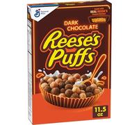 REESE'S PUFFS Dark Chocolate Cereal, with Real REESE'S Peanut Butter, Whole Grain, 326g