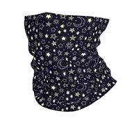 ReesEt Bright Yellow Stars Sky Moon Black, Bandana Neck Gaiter Soft Face Cover Neck Warmer Tube Half Face Mask Scarf Balaclava