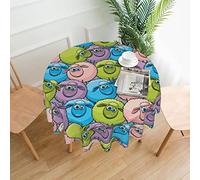 ReesEt Cartoon Funny Sheep Round Tablecloth, Waterproof Dust-Proof Tabletop Decoration Wrinkle Resistant Table Cover - 60 Inch