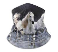 ReesEt White Horse Neck Gaiter Soft Face Cover Neck Warmer Tube Half Face Mask Scarf Balaclava For Outdoor Sports