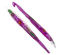 Reessy 10.0mm Crochet Hooks, Aluminium Crochet Hook with Transparent Dried Flowers Handle, Ergonomic Crochet Hooks for Arthritis Hand Comfortable Crocheting