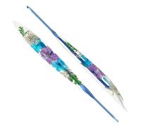 Reessy 2.5mm Crochet Hooks, Aluminium Crochet Hook with Transparent Dried Flowers Handle, Ergonomic Crochet Hooks for Arthritis Hand Comfortable Crocheting