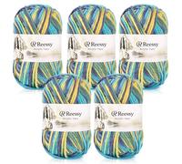 Reessy 225g Knitting Wool Acrylic Yarn Crochet Yarn Set, Super Soft 5 Ply Wool for Crochet Knitting and Crafts, 5 x 45g Crochet Yarn for Amigurumi Projects Handcrafts-Yellow Blue