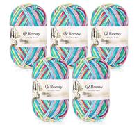 Reessy 225g Knitting Wool Acrylic Yarn Crochet Yarn Set, Super Soft 5 Ply Wool for Crochet Knitting and Crafts, 5 x 45g Crochet Yarn for Amigurumi Projects Handcrafts-Purple Green Yellow