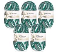 Reessy 225g Knitting Wool Acrylic Yarn Crochet Yarn Set, Super Soft 5 Ply Wool for Crochet Knitting and Crafts, 5 x 45g Crochet Yarn for Amigurumi Projects Handcrafts-Dark Green