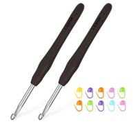 Reessy 2Pcs 5.5mm Crochet Hooks Set, Aluminium Crochet Hook with Soft Rubber Handle for Beginners and Adults, Light and Comfortable Ergonomic Crochet Hooks for Arthritis Hands Fine Crocheting