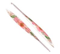 Reessy 3.5mm Crochet Hooks, Aluminium Crochet Hook with Transparent Dried Flowers Handle, Ergonomic Crochet Hooks for Arthritis Hand Comfortable Crocheting