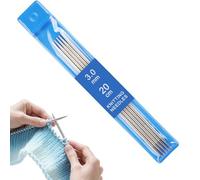 Reessy 3 mm Knitting Needles, 20 cm Double Pointed Knitting Needle Set | Stainless Steel DPN Knitting Pins, Short Double Ended Knitting Needles Set, Metal Sock Knitting Needles for Beginners Adults