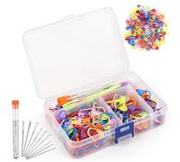 Reessy 300pcs Crochet Stitch Markers, Aditional 9 Pcs Big Eye Sewing Needles with Plastic Box for Knitting Sewing, Plastic Knitting Markers for Handwork Knitting Craft