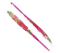 Reessy 4.5mm Crochet Hooks, Aluminium Crochet Hook with Transparent Dried Flowers Handle, Ergonomic Crochet Hooks for Arthritis Hand Comfortable Crocheting