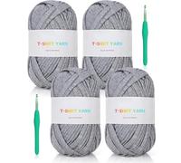 Reessy 400g Chunky Yarn for Crocheting, 130 Yards T-Shirt Yarn, Elastic Fabric Cloth for Knitting Bag, Basket, Cushion Projects - Super Easy for Beginners to Learn Crochet(Grey)