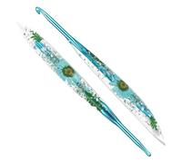 Reessy 5.0mm Crochet Hooks, Aluminium Crochet Hook with Transparent Dried Flowers Handle, Ergonomic Crochet Hooks for Arthritis Hand Comfortable Crocheting