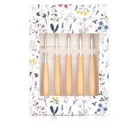 Reessy 5Pcs Large Crochet Hooks Set(6.5mm-10mm), Lightweight Crochet Hook with Comfortable Wooden Handle, Ergonomic Crochet Hooks for Arthritis Hand Comfortable Crocheting, Ideal Crochet Lovers Gift