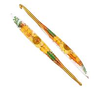 Reessy 6.0mm Crochet Hooks, Aluminium Crochet Hook with Transparent Dried Flowers Handle, Ergonomic Crochet Hooks for Arthritis Hand Comfortable Crocheting
