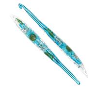Reessy 7.0mm Crochet Hooks, Aluminium Crochet Hook with Transparent Dried Flowers Handle, Ergonomic Crochet Hooks for Arthritis Hand Comfortable Crocheting