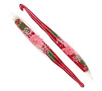 Reessy 8.0mm Crochet Hooks, Aluminium Crochet Hook with Transparent Dried Flowers Handle, Ergonomic Crochet Hooks for Arthritis Hand Comfortable Crocheting
