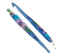 Reessy 9.0mm Crochet Hooks, Aluminium Crochet Hook with Transparent Dried Flowers Handle, Ergonomic Crochet Hooks for Arthritis Hand Comfortable Crocheting