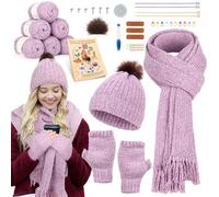 Reessy Beginner Knitting Kit, Complete Knitting Kits for Beginners Adults - Make Your Own Hat Scarve Gloves, Knitting Starter Kit with Instruction, Knitting Needles, Yarn, Nice Knitting