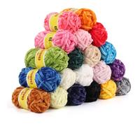 Reessy Chenille Yarn 20x25g, Super Soft 5mm Chunky Yarn for Crochet and Knitting, Fluffy Velvet Chenille Wool for Crochet Amigurumi, Scarves, Baby Blanket, Bag, DIY Crafts