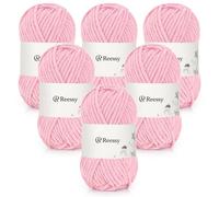 Reessy Chenille Yarn 300g(6×50g), Soft Chunky Yarn for Crochet, Thick Fluffy Chunky Wool Velvet Yarns Perfect for Crochet Baby Blankets, Jumpers, Scarves, Hats - Pink