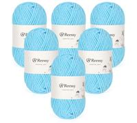 Reessy Chenille Yarn 300g(6×50g), Soft Chunky Yarn for Crochet, Thick Fluffy Chunky Wool Velvet Yarns Perfect for Crochet Baby Blankets, Jumpers, Scarves, Hats - Sky Blue
