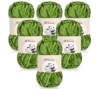 Reessy Chenille Yarn 600g, Chunky Chenille Yarn for Crochet&Knitting-Green