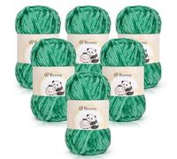 Reessy Chenille Yarn 600g, Emerald-Green Chenille Chunky Yarn for Crocheting