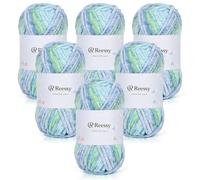 Reessy Chunky Yarn 300g (6×50g), Fluffy Velvet Chenille Yarn for Crochet and Knitting, Soft Plush Chunky Wool Yarns Set - Suitable for Exquisite Crafts, Amigurumi, Baby Blanket-Lake Blue