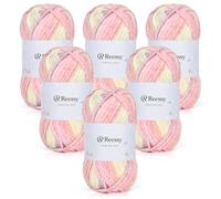 Reessy Chunky Yarn 300g (6×50g), Fluffy Velvet Chenille Yarn for Crochet and Knitting, Soft Plush Chunky Wool Yarns Set - Suitable for Exquisite Crafts, Amigurumi, Baby Blanket-Rainbow