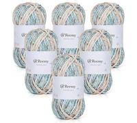 Reessy Chunky Yarn 4 × 50g, Fluffy Velvet Chenille Yarn for Crochet and Knitting, Soft Plush Chunky Wool Yarns Set - Suitable for Exquisite Crafts, Amigurumi, Baby Blanket-Mixed Blue