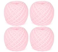 Reessy Chunky Yarn, 400g(4×100g) Chunky Wool for Knitting, Soft Fluffy Velvet Thick Yarn Set, Pink Yarns for Crochet Blankets Sweaters Shoes Hats Scarves and Amigurumi(Light Pink)