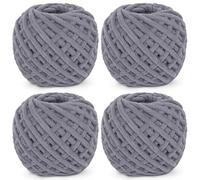 Reessy Chunky Yarn, 400g(4×100g) Chunky Wool for Knitting, Soft Fluffy Velvet Thick Yarn Set, Plush Yarns for Crochet Blankets Sweaters Shoes Hats Scarves and Amigurumi(Deep Gery)