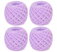 Reessy Chunky Yarn, 400g(4×100g) Chunky Wool for Knitting, Soft Fluffy Velvet Thick Yarn Set, Plush Yarns for Crochet Blankets Sweaters Shoes Hats Scarves and Amigurumi(Purple)