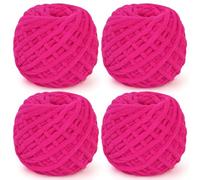 Reessy Chunky Yarn, 400g(4×100g) Chunky Wool for Knitting, Soft Fluffy Velvet Thick Yarn Set, Plush Yarns for Crochet Blankets Sweaters Shoes Hats Scarves and Amigurumi（Light Red